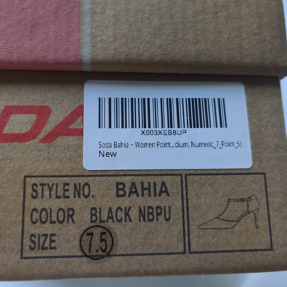 Soda Bahia NEW Pointed toe ankle strap Stiletto Black Heels Womens Size 7.5NIB - Picture 11 of 11